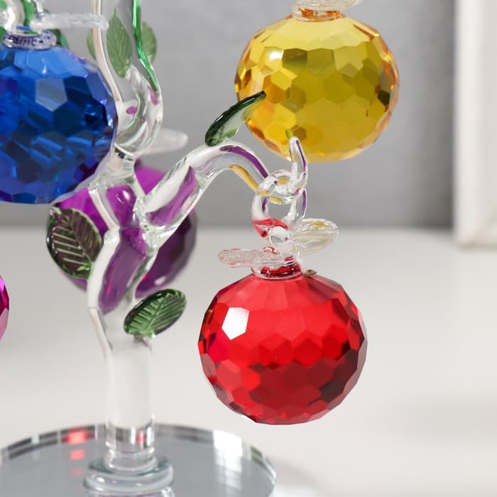 Фигурка стекло «Хрустальная яблоня с цветным яблоками», 14×14×17 см