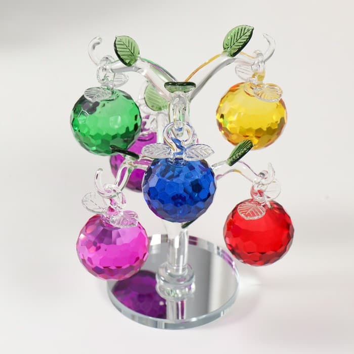 Фигурка стекло «Хрустальная яблоня с цветным яблоками», 14×14×17 см