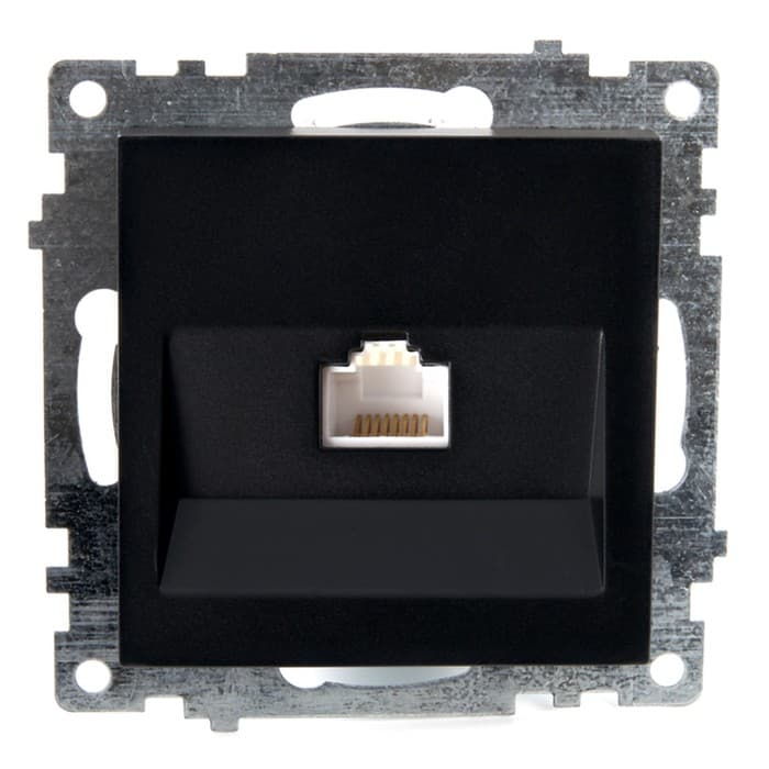 Розетка компьютерная одноместная, RJ-45, STEKKER серия Катрин, GLS00-7107-05, чёрная