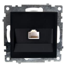 Розетка компьютерная одноместная, RJ-45, STEKKER серия Катрин, GLS00-7107-05, чёрная
