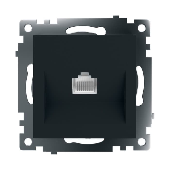 Розетка компьютерная одноместная, RJ-45, STEKKER серия Катрин, GLS00-7107-05, чёрная