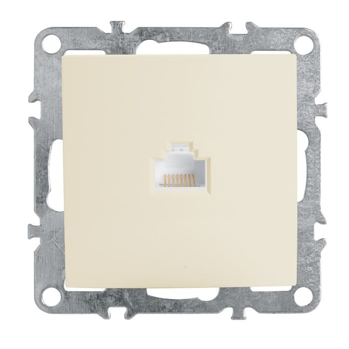 Розетка компьютерная STEKKER, серия Эрна, одноместная, RJ45, слоновая кость, PST00-9107-02