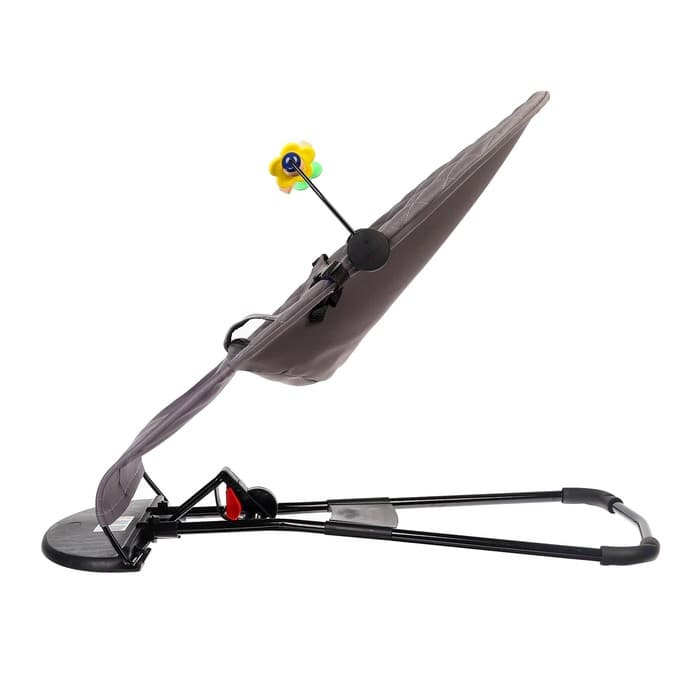 Шезлонг детский, кресло - качалка с игрушками для новорождённых «Крошка Я», серый