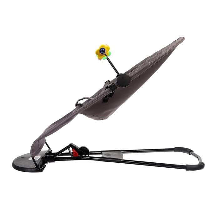 Шезлонг детский, кресло - качалка с игрушками для новорождённых «Крошка Я», серый