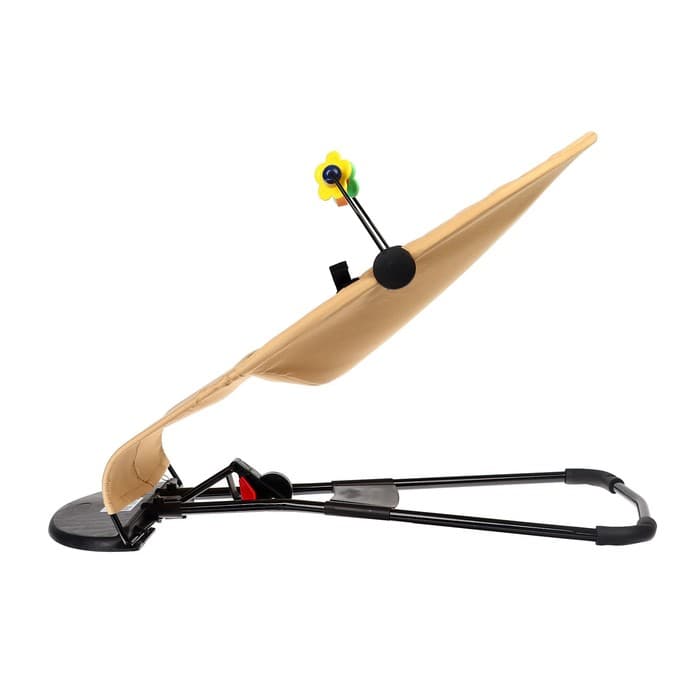 Шезлонг детский, кресло - качалка с игрушками для новорождённых «Крошка Я», бежевый