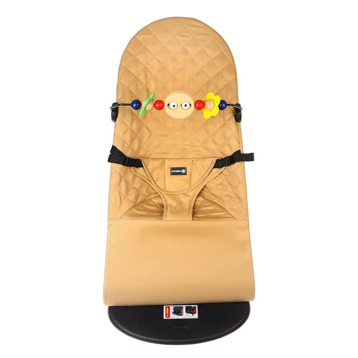 Шезлонг детский, кресло - качалка с игрушками для новорождённых «Крошка Я», бежевый