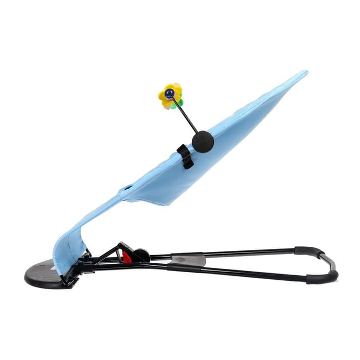 Шезлонг детский, кресло - качалка с игрушками для новорождённых «Крошка Я», голубой