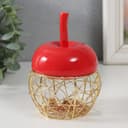 Шкатулка для украшений «Яблочко», керамика, металл, красная, 8.5×8.5×12 см