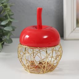 Шкатулка для украшений «Яблочко», керамика, металл, красная, 8.5×8.5×12 см