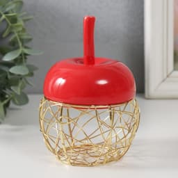Шкатулка для украшений «Яблочко», керамика, металл, красная, 8.5×8.5×12 см