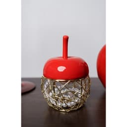 Шкатулка для украшений «Яблочко», керамика, металл, красная, 8.5×8.5×12 см