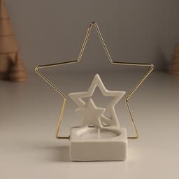 Подсвечник на 1 свечу «Звёзды», белый с золотом, 13.4×6.5×13.2 см
