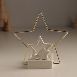Подсвечник на 1 свечу «Звёзды», белый с золотом, 13.4×6.5×13.2 см