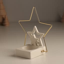 Подсвечник на 1 свечу «Звёзды», белый с золотом, 13.4×6.5×13.2 см