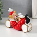 Фигурка полистоун «Клоун с щенком, лежит на барабанах», бело-красный, 14×5.5×8.5 см