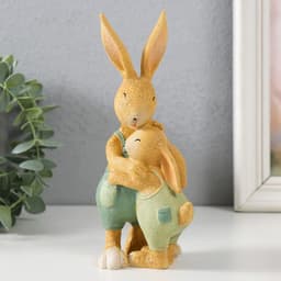 Фигурка полистоун «Папа Заяц с зайчонком», 9.5×7×18 см