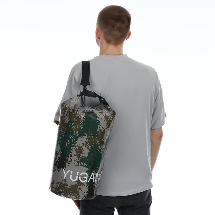 Гермомешок YUGANA, ПВХ, водонепроницаемый 15 л, один ремень, камуфляж