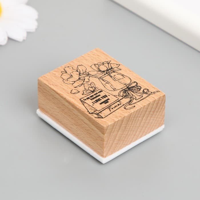 Печать дерево, резина «Цветы в бокале», 5×4×2.5 см