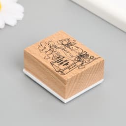 Печать дерево, резина «Цветы в бокале», 5×4×2.5 см