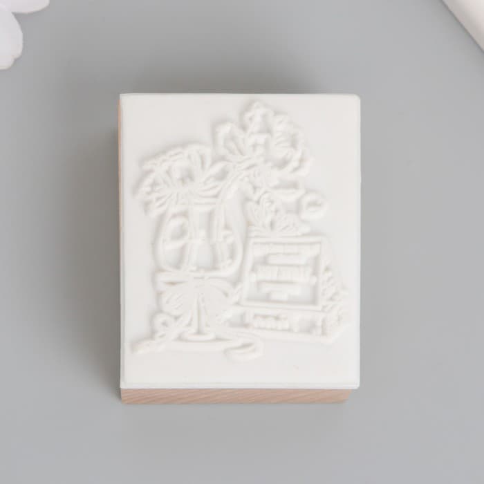 Печать дерево, резина «Цветы в бокале», 5×4×2.5 см