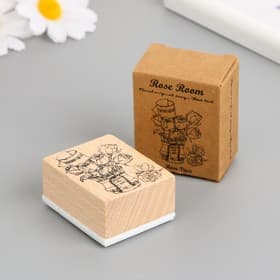 Печать дерево, резина «Цветы в ведёрке», 5×4×2.5 см