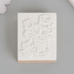 Печать дерево, резина «Цветы в ведёрке», 5×4×2.5 см