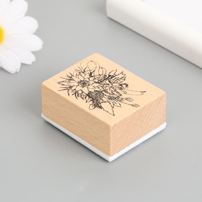 Печать дерево, резина «Букет с лентой», 5×4×2.5 см