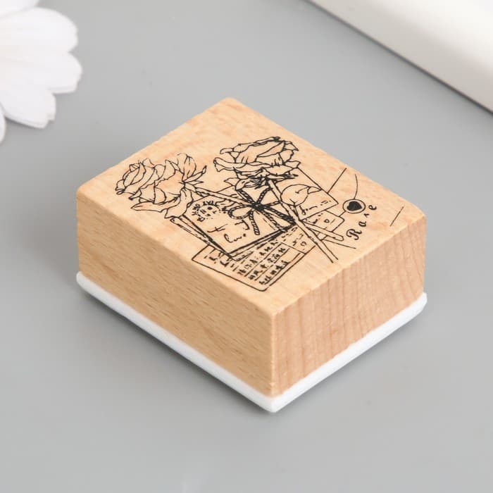 Печать дерево, резина «Розы и письма», 5×4×2.5 см