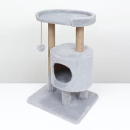 Домик для кошек с когтеточкой «Круглый с площадкой», 52×52×95 см, серый