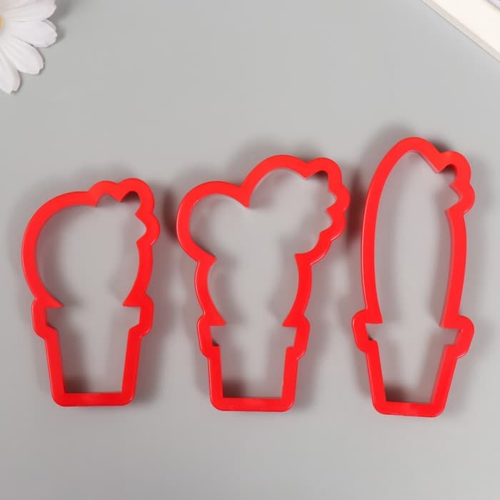 Формочки для лепки «Кактусы», набор 3 шт., 8,8 × 5,4 см; 10,7 × 4,7 см; 10 × 6,7 см