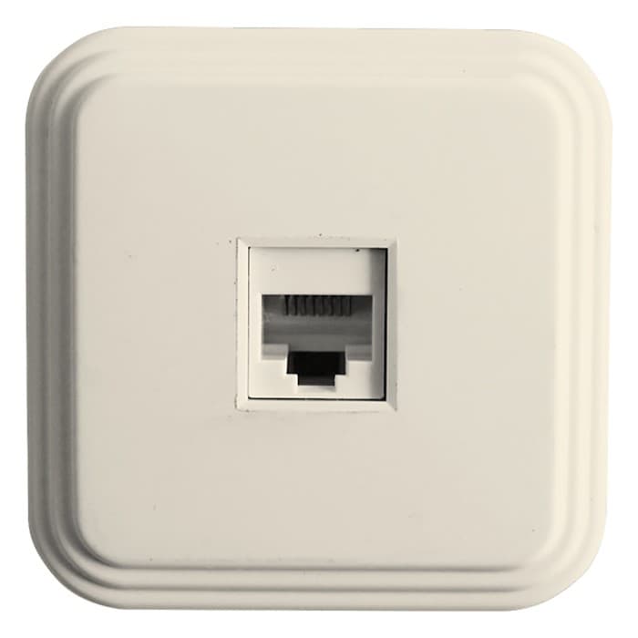 Розетка компьютерная, одноместная, RJ45, слоновая кость, PST00-21-20 (РК8-01-БЖ)