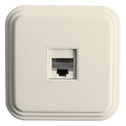 Розетка компьютерная, одноместная, RJ45, слоновая кость, PST00-21-20 (РК8-01-БЖ)