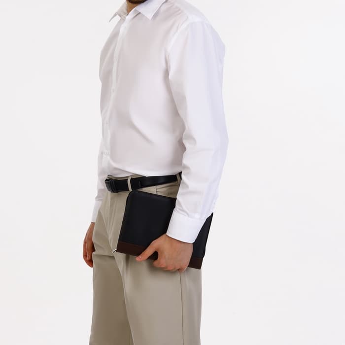 Папка для документов, А5 формат, 18.5×2×24.5 см, чёрная/коричневая