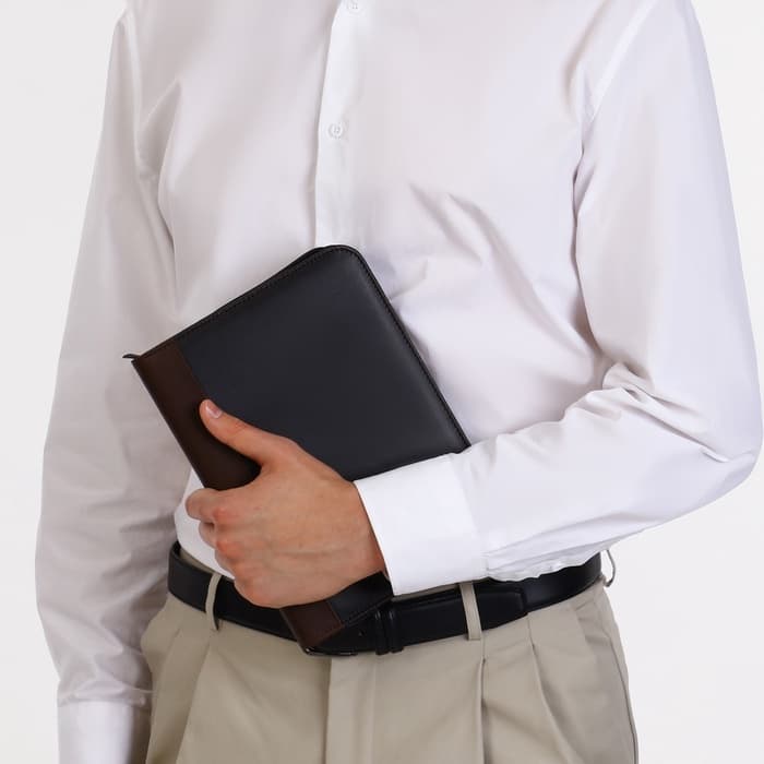 Папка для документов, А5 формат, 18.5×2×24.5 см, чёрная/коричневая