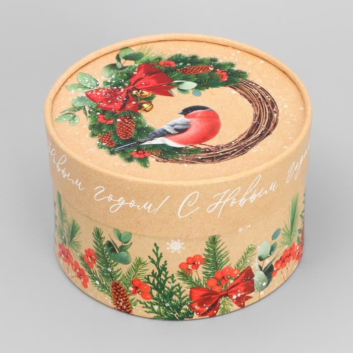 Коробка подарочная «Новогодний венок», 12×8 см