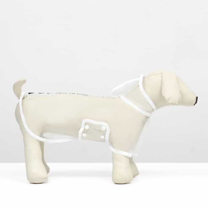 Дождевик для собак, размер XS, ДС 18, ОГ 25-30, ОШ 25 см, белый