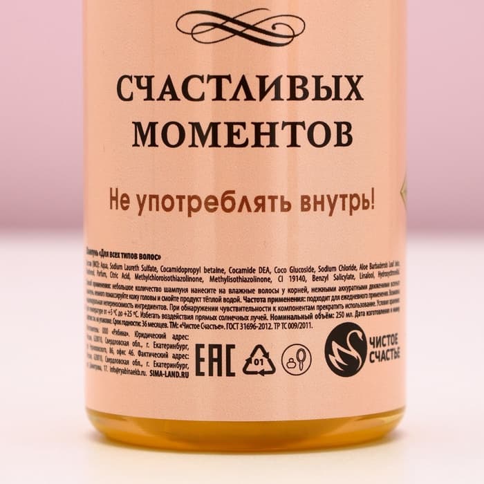 Подарочный набор ЧИСТОЕ СЧАСТЬЕ «Ты лучше всех!»: гель для душа и шампунь для волос шампанское, 2×250 мл