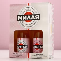 Подарочный набор «Мечтай!», гель для душа и шампунь для волос шампанское, 2×250 мл, Чистое счастье