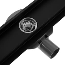 Трап ZEIN engr, с фланцем свободного вращения 360°, 7×80 см, d=40/50 мм, нерж сталь, черный