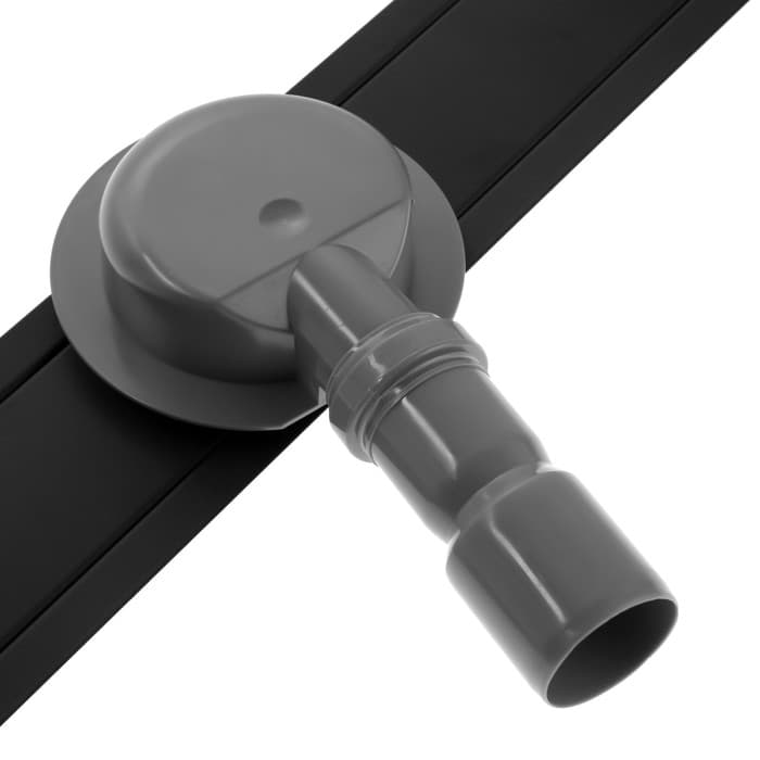 Трап ZEIN engr, с фланцем свободного вращения 360°, 7×80 см, d=40/50 мм, нерж сталь, черный