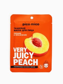 Маска для лица тканевая с гиалуроновой кислотой Very juicy peach, питание и увлажнение, PICO MICO