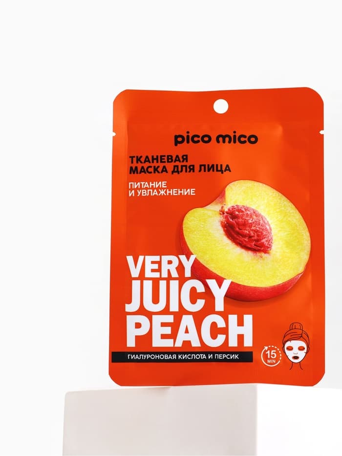 Маска для лица тканевая с гиалуроновой кислотой Very juicy peach, питание и увлажнение, PICO MICO