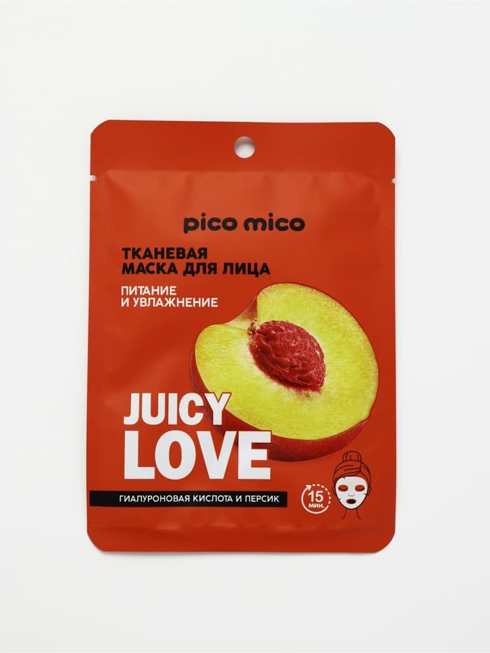 Маска для лица тканевая с гиалуроновой кислотой Very juicy peach, питание и увлажнение, PICO MICO