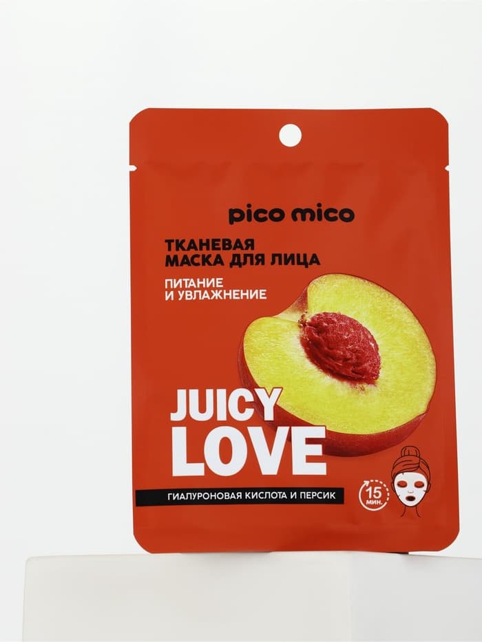 Маска для лица тканевая с гиалуроновой кислотой Very juicy peach, питание и увлажнение, PICO MICO
