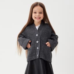 Кардиган для девочки KAFTAN, серый, размер 34 (122-128 см)
