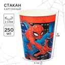 Стакан бумажный одноразовый «С Днем Рождения!», 250 мл, Человек-паук
