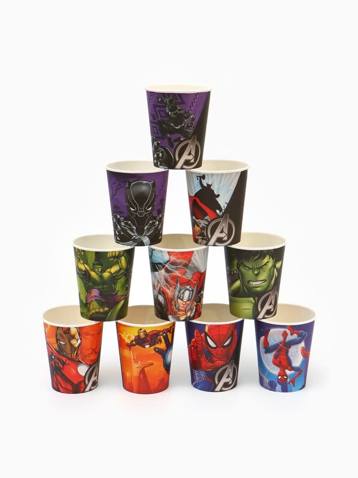 Стакан бумажный одноразовый «С Днем Рождения!», 250 мл, 10 штук, Мстители