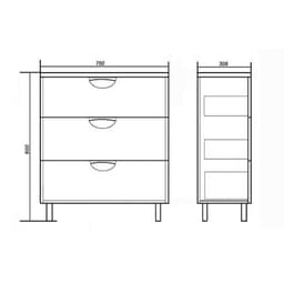 Комод для ванной «Модерн 700», на ножках, 3 ящика, 300×700×800 мм, цвет белый
