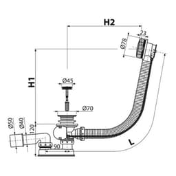 Сифон для ванны Alcadrain A55K-80-RU-01, автомат, 57 см