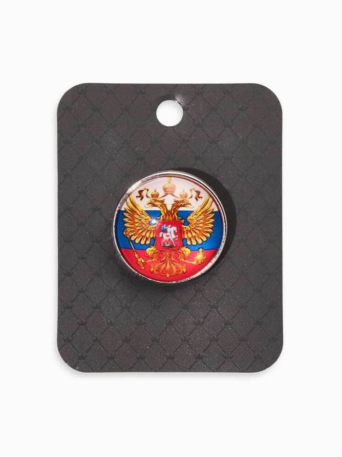 Брошь «Российская Федерация», разноцветная в серебре